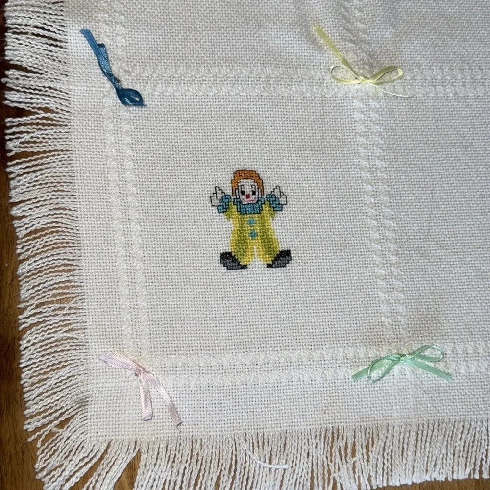 Hand Crafted Cross Stitch Baby Afghan
